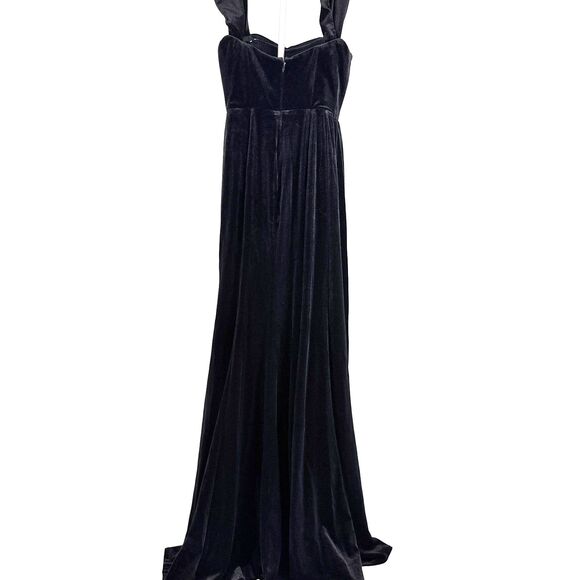 NWT Azazie Amyra A2 Black Stretch Sheath Off Shoulder Velvet Convertible Dress - Picture 6 of 14